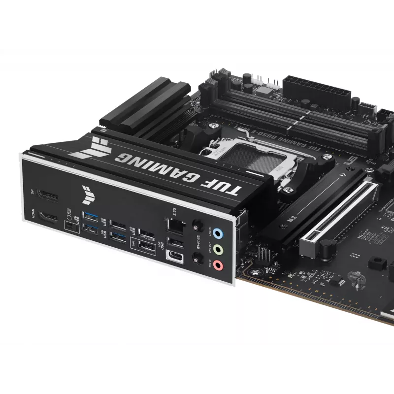 Emaplaat ASUS TUF GAMING B850-E WIFI, AMD B850, pesa AM5, ATX, DDR5, 4x DIMM, 3x M.2, Wi‑Fi 6E, 2,5 Gb LAN