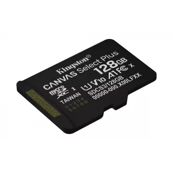 Kingston Technology 128GB micSDXC Canvas Select Plus Gen3 150R A1 üksikpakend w/o ADP
