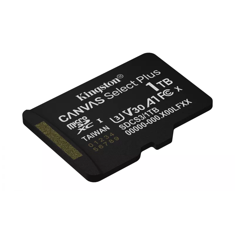 Kingston Technology 1TB micSDXC Canvas Select Plus Gen3 150R A1 üksikpakend w/o ADP