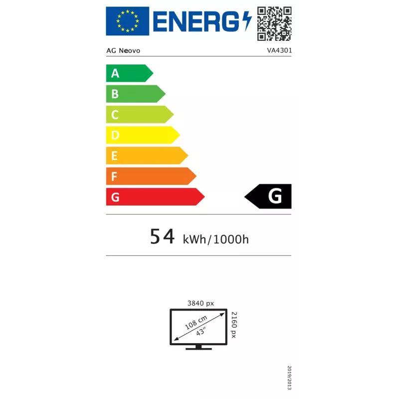 AG Neovo VA4301 Signage Display Digitaalne teabeekraan 108 cm (42.5 tolli) LED 350 cd/m² 4K Ultra HD Must