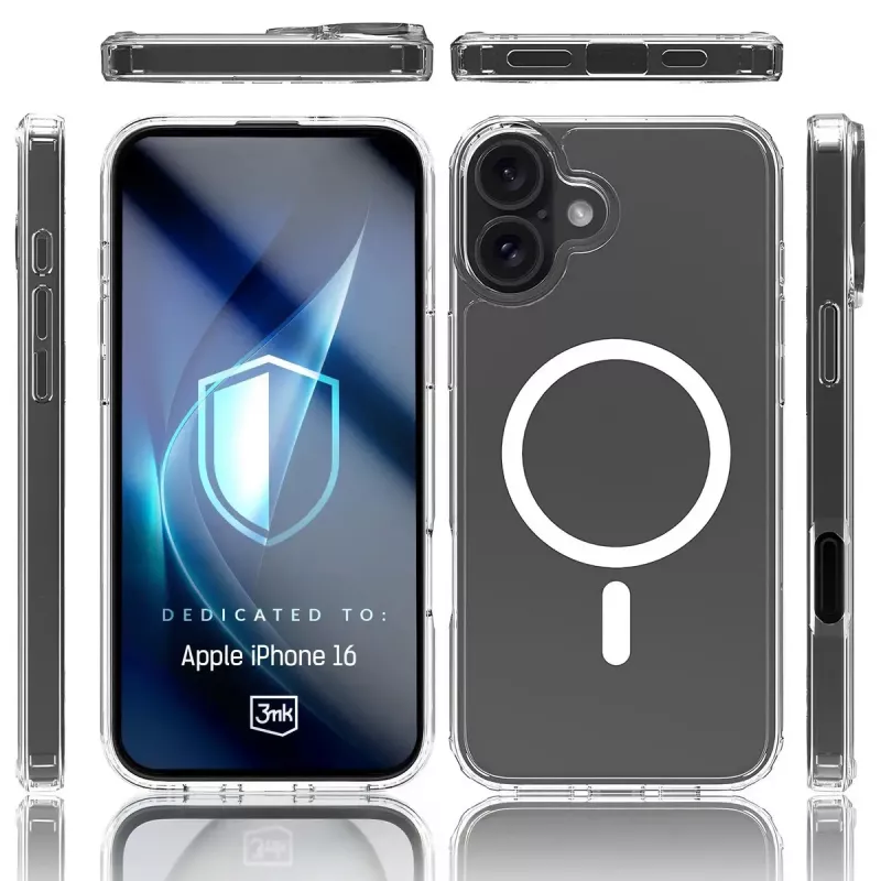 3MK Armor MagCase mobiiltelefoni ümbris katteks iPhone 16, 6,1 tolli (15,5 cm), läbipaistev, PC+TPU