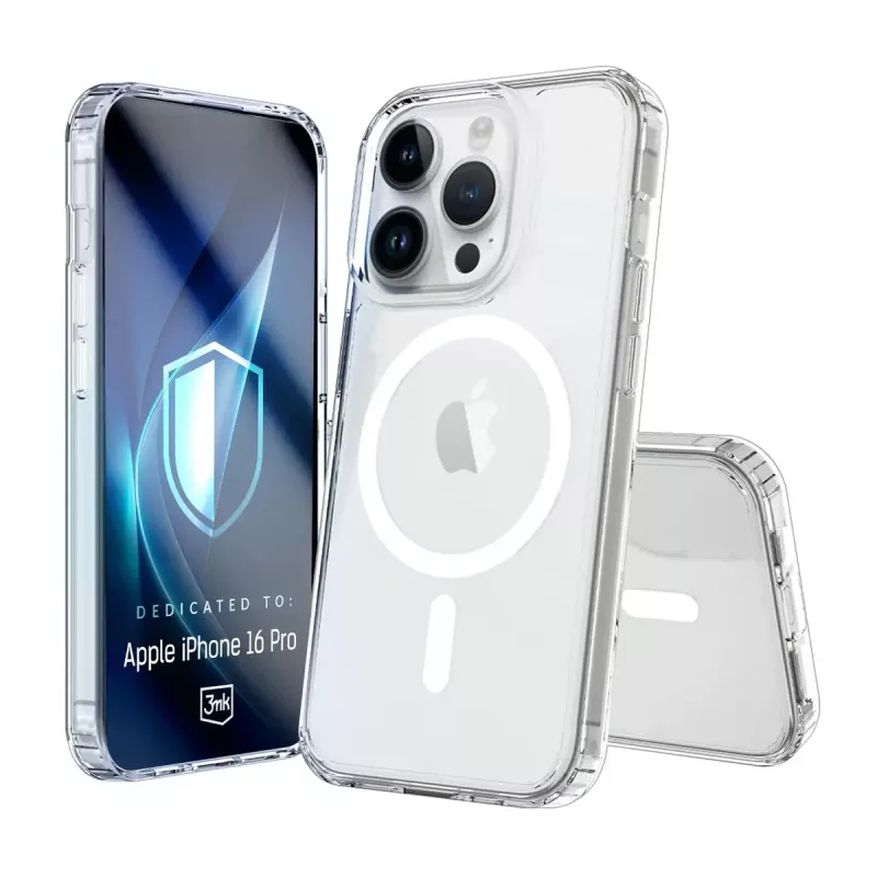 Mobiiltelefoni ümbris 3MK Armor MagCase iPhone 16 Pro jaoks, läbipaistev, 16 cm (6.3 tolli) ekraanile, PC+TPU