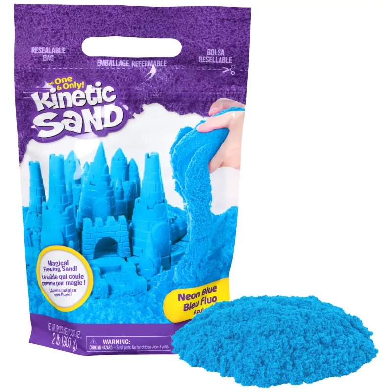 Kinetic Sand, 2 naela sinist mänguliiva, vormitavad sensoorsed mänguasjad lastele, taassuletav kott (pakend võib erineda), alates 3. eluaastast