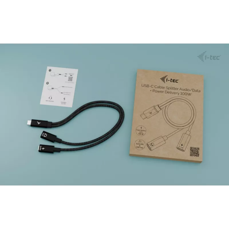 i-tec USB-C kaabel Splitter Audio/Data + Power Delivery 100W