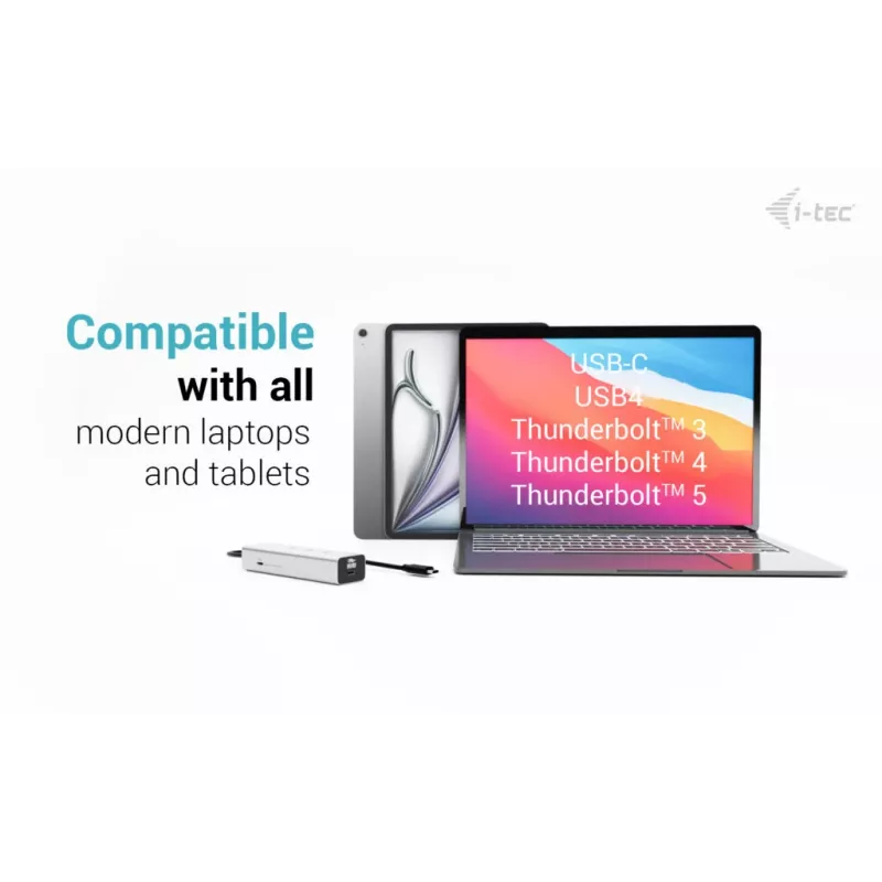 i-tec Metal USB-C laadimisjaotur 5 pordiga koos USB-C video 8K + toiteedastus 85 W