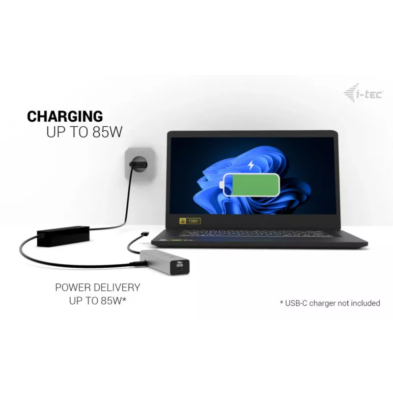 i-tec Metal USB-C laadimisjaotur 5 pordiga koos USB-C video 8K + toiteedastus 85 W