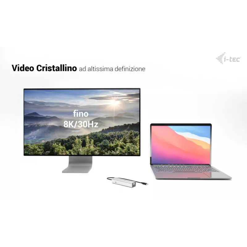 i-tec Metal USB-C laadimisjaotur 5 pordiga koos USB-C video 8K + toiteedastus 85 W