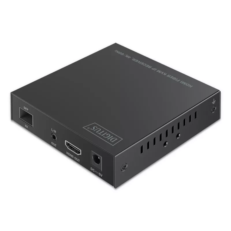 DIGITUS HDMI fiibervastuvõtja - komplektile DS-55348 4K/60Hz 40 km/300m IP 1G Must