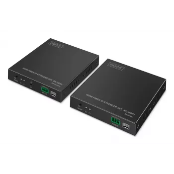 DIGITUS HDMI fiiberekstenderi komplekt - 4K/60Hz, 40 km/300m Must