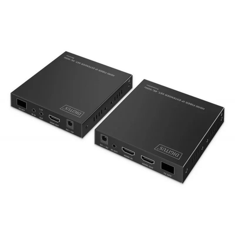 DIGITUS HDMI fiiberekstenderi komplekt - 4K/60Hz, 40 km/300m Must