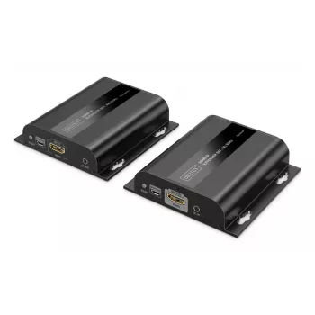 DIGITUS HDMI IP pikenduskomplekt - 4K/60Hz 120/200 m, Ühelt-mitmele, CAT, Must