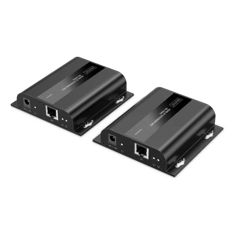 DIGITUS HDMI IP pikenduskomplekt - 4K/60Hz 120/200 m, Ühelt-mitmele, CAT, Must