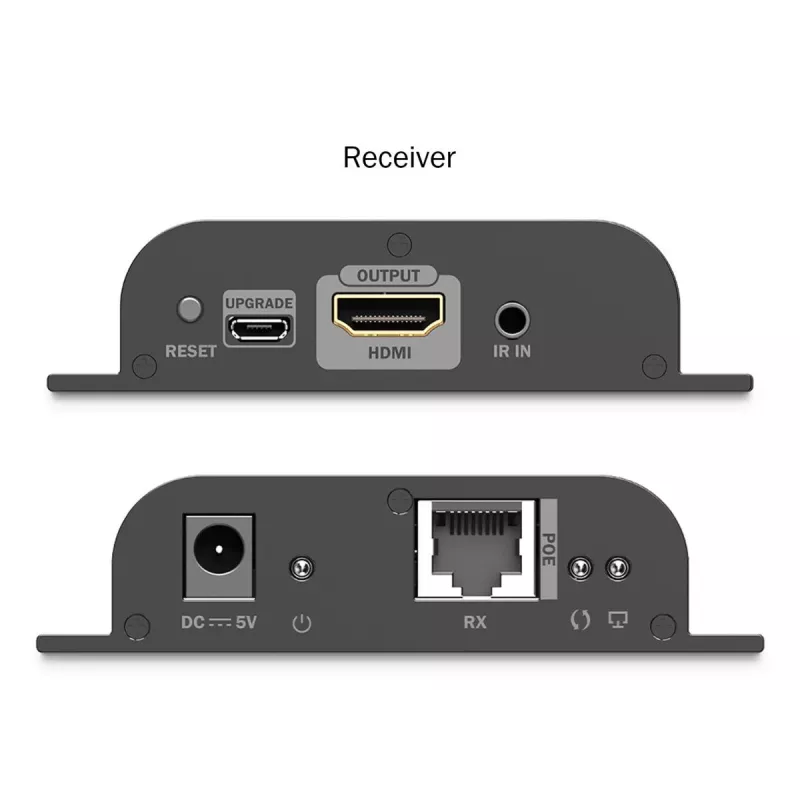 DIGITUS HDMI-üle-IP pikenduskomplekt – 4K/60 Hz 120/200 m, PoE, üks-mitmele, CAT, must