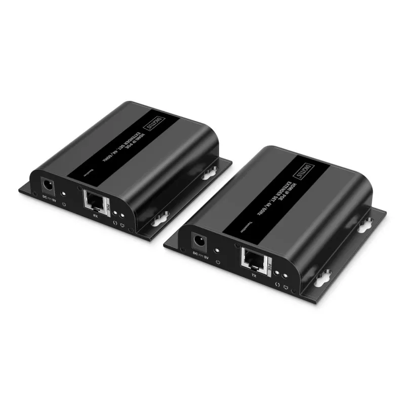 DIGITUS HDMI-üle-IP pikenduskomplekt – 4K/60 Hz 120/200 m, PoE, üks-mitmele, CAT, must