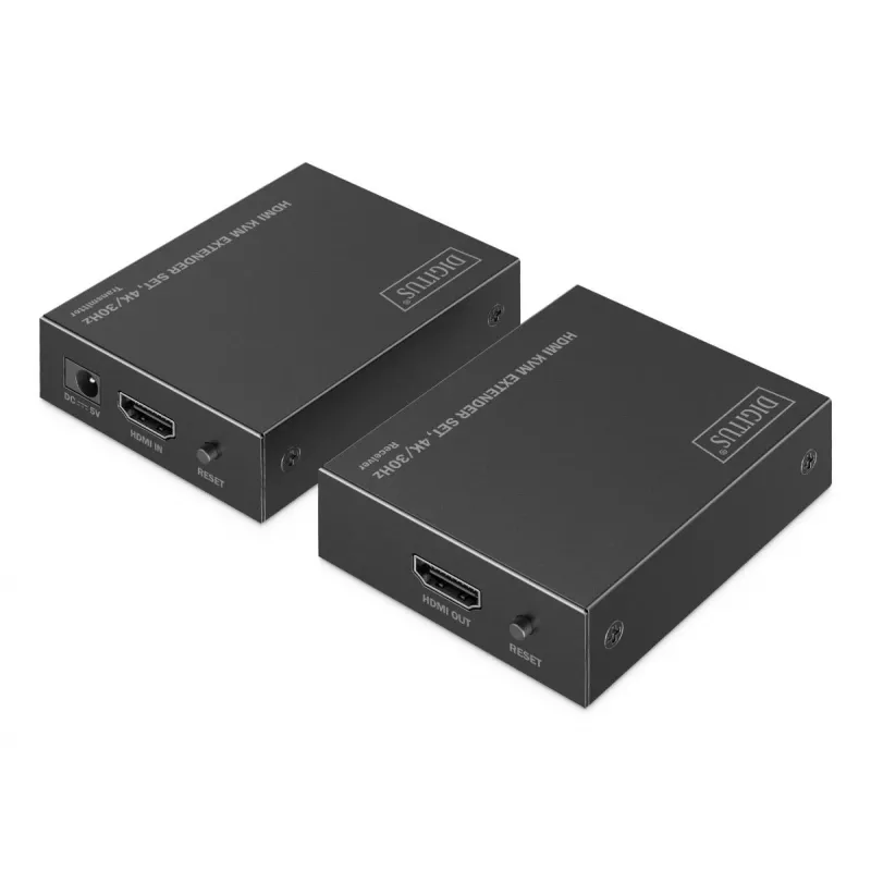 DIGITUS HDMI KVM-i pikenduskomplekt - 4K/30Hz 40/70m PoC CAT Must