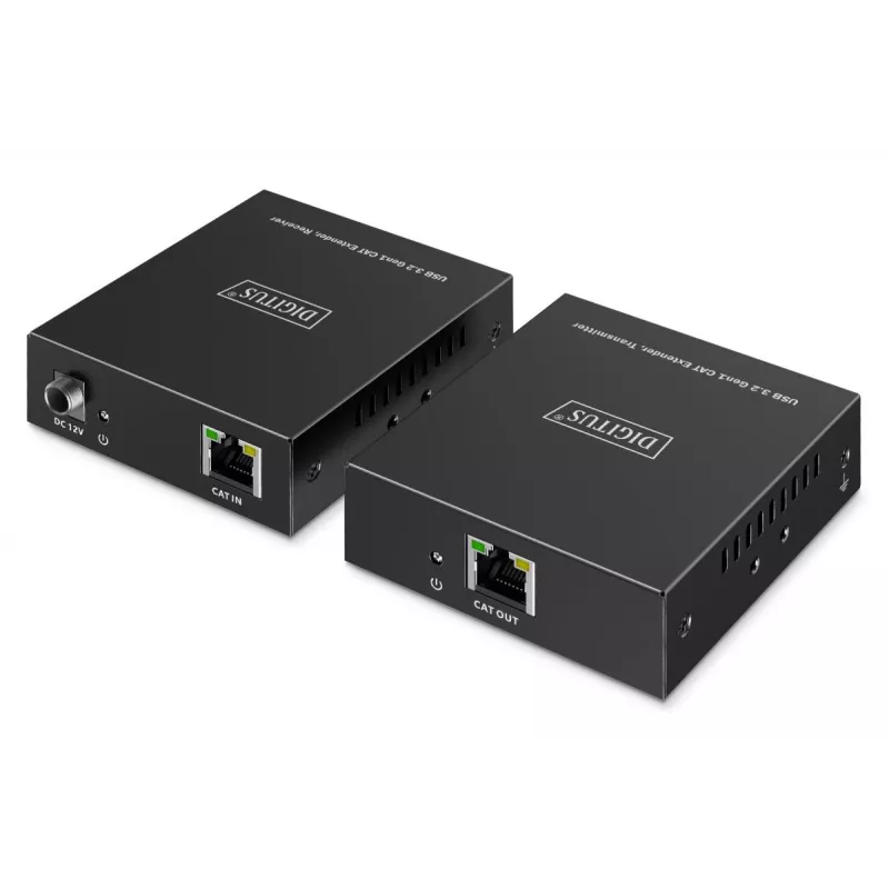 USB 3.2 Gen1 CAT pikendaja DIGITUS DA-73121 — 5 Gbps, 4 porti (3× USB-A, 1× USB-C), 100 m, DC toide