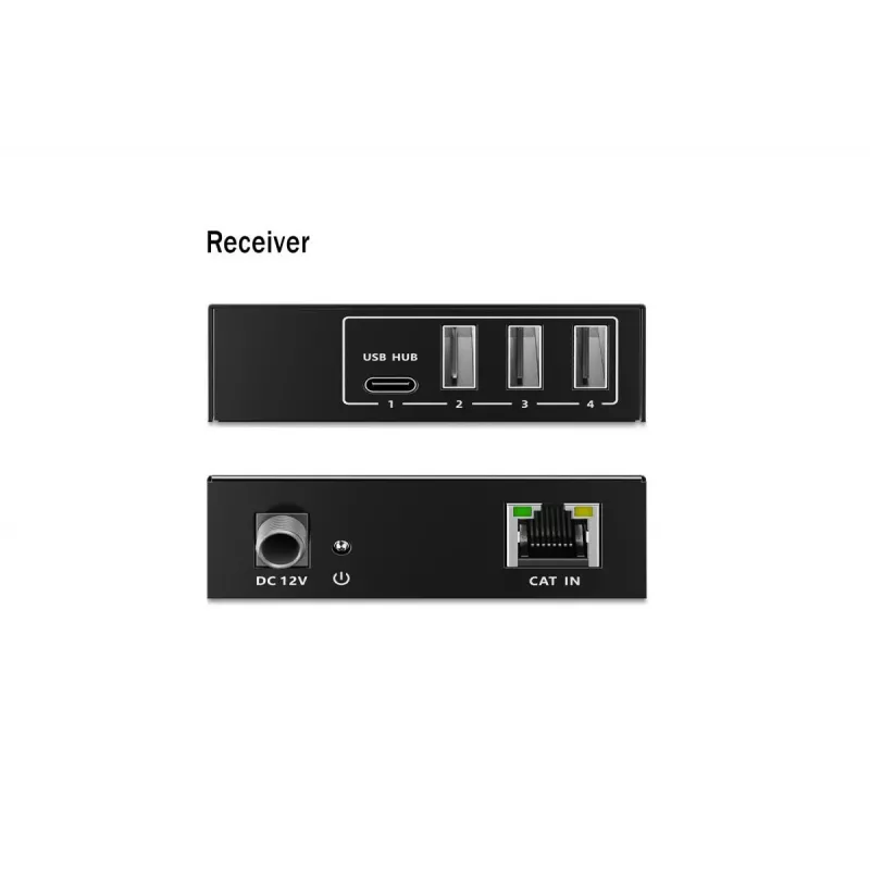 USB 3.2 Gen1 CAT pikendaja DIGITUS DA-73121 — 5 Gbps, 4 porti (3× USB-A, 1× USB-C), 100 m, DC toide
