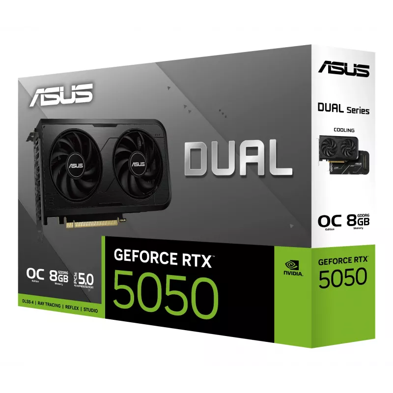 Graafikakaart ASUS GeForce RTX 5050, 8 GB GDDR6, PCIe 5.0, 2560 CUDA-tuuma, 128-bit mälusiin