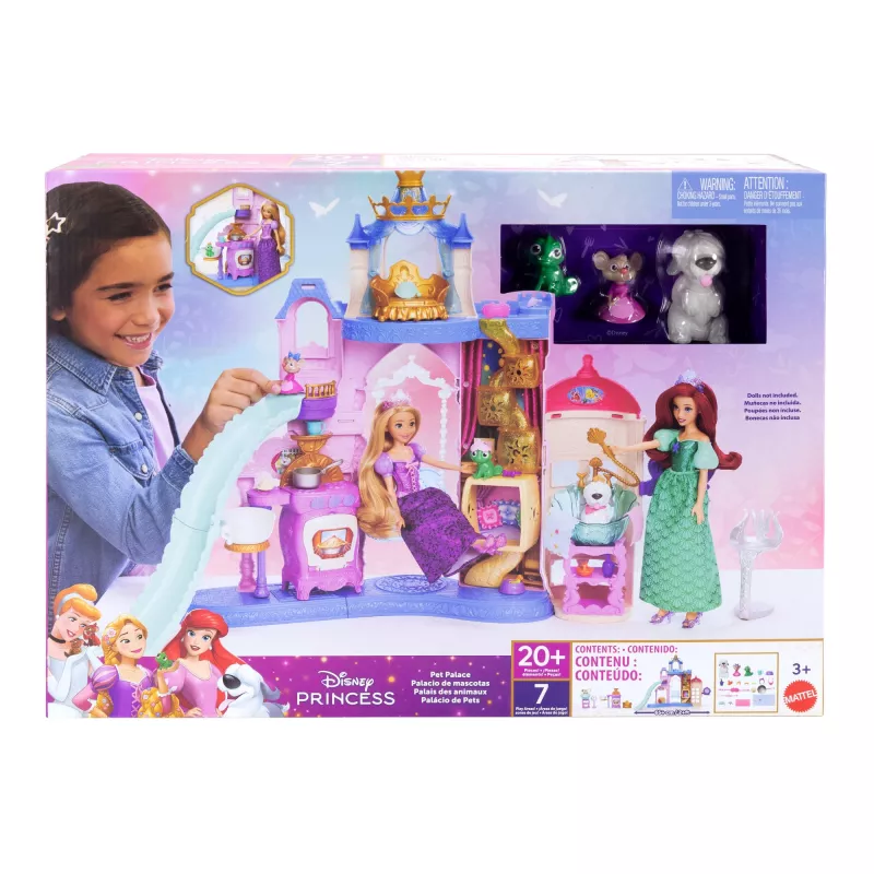 Disney Princess Pet Palace mängukomplekt 7 mängualaga, 3 loomasõbra ja 20+ mööbli ja aksessuaariga