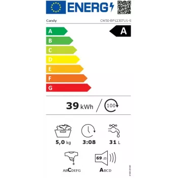 Candy CW50-BP12307U1-S pesumasin eestlaetav 5 kg 1200 p/min valge