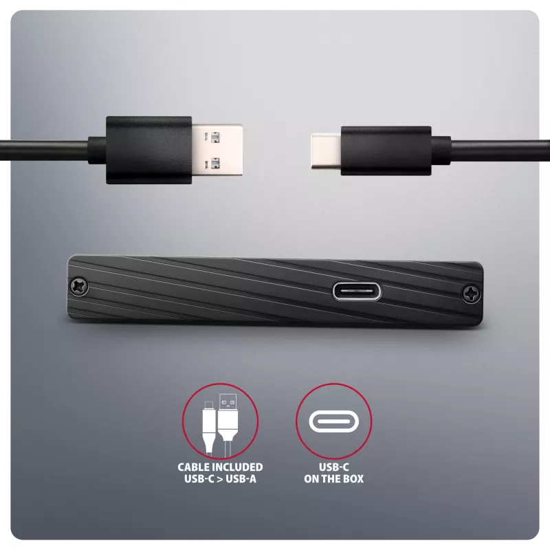 AXAGON EE25-XA6C kompaktne alumiiniumist USB-C 5Gbps – SATA 6G väline karp 2,5-tollisele SSD-le/HDD-le