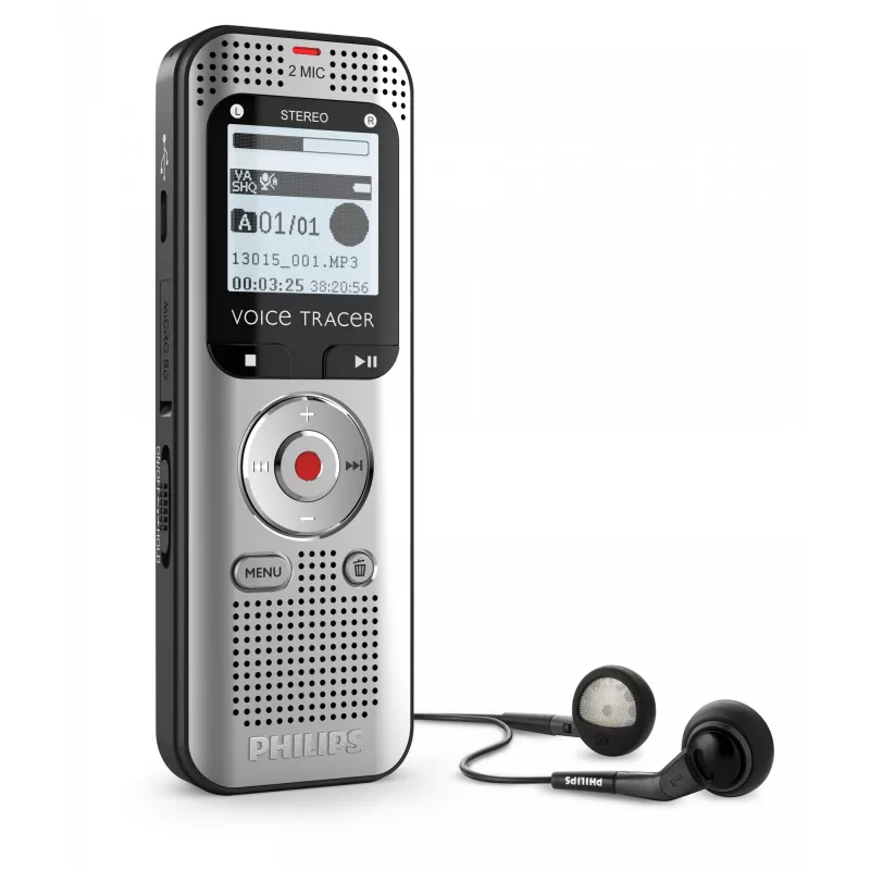 Diktofon Philips Voice Tracer DVT2015 sisemälu välkmälukaart hõbedane 2370 h salvestusaeg