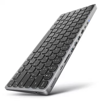 Axagon HMC-KB-CRL, USB 5 Gbps keskus klaviatuuriga, HDMI 4K/60Hz, 3x USB-A, SD/mSD, heli, PD100, kirillitsa klahvistik
