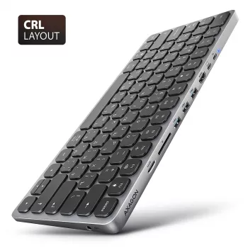 Axagon HMC-KB-CRL, USB 5 Gbps keskus klaviatuuriga, HDMI 4K/60Hz, 3x USB-A, SD/mSD, heli, PD100, kirillitsa klahvistik