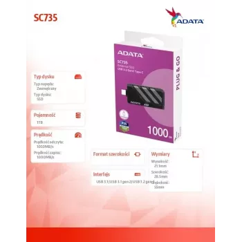 SSD-ketas ADATA 1TB väline 2,5-tolline U3.2C SC735