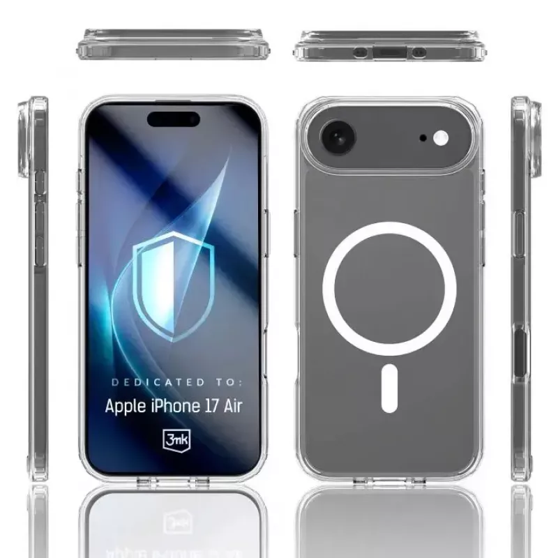 Telefonikate 3MK Apple iPhone 17 Air jaoks — läbipaistev TPU/PU ümbris, sobib 6,5 tolli (16,5 cm) ekraaniga