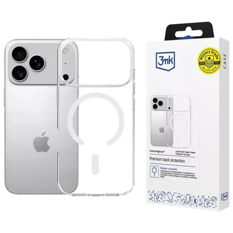 Kaitseümbris 3MK Armor MagCase Apple iPhone 17 Pro jaoks, magnetkinnitus, läbipaistev/suitsune viimistlus