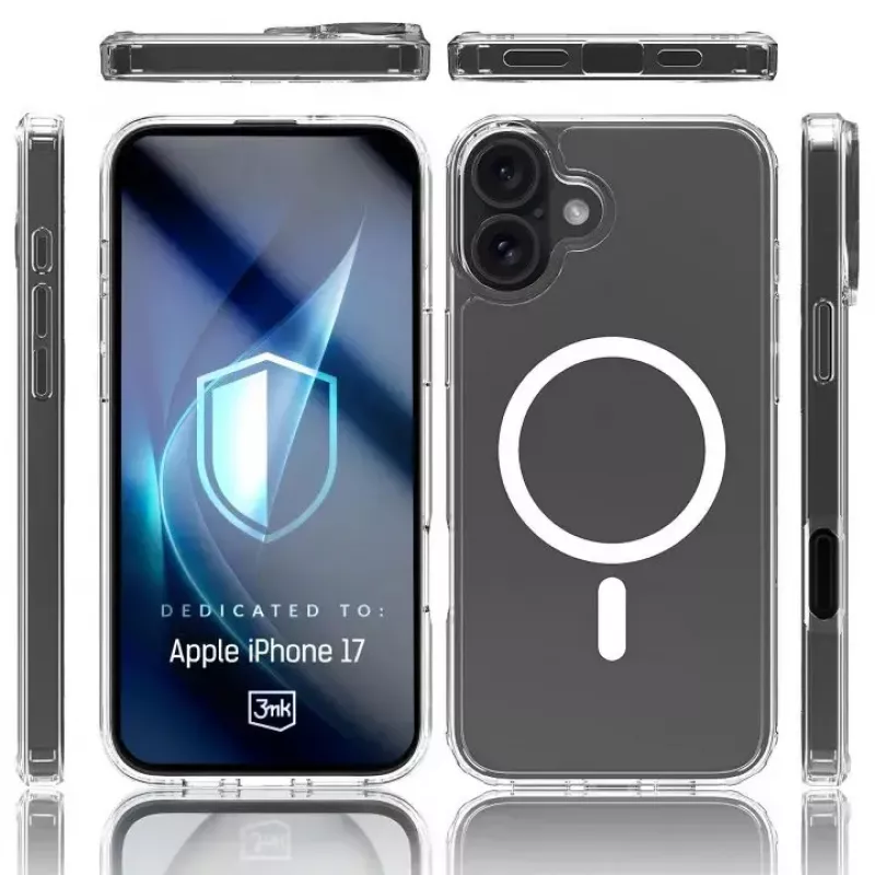Phone cover 3MK for Apple iPhone 17, transparent TPU/PU case, for 6.3 inch (16 cm) screen