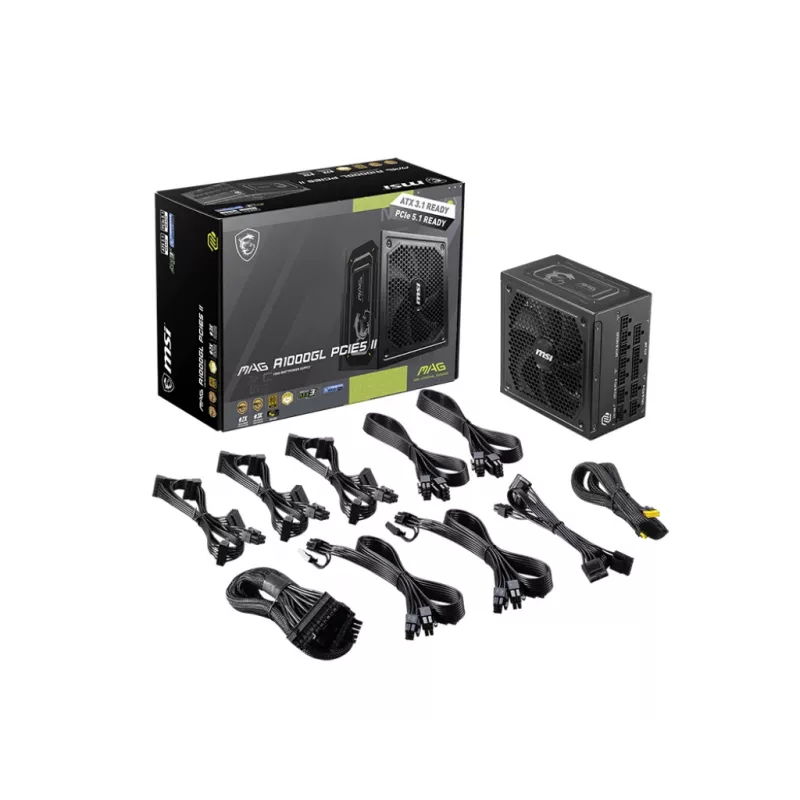 MSI MAG A1000GL PCIE5 II toiteplokk 1000 W 24-kontaktiline ATX ATX must