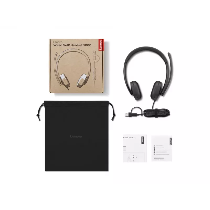 Lenovo VoIP Peakomplekt 5000 Juhtmega Peakomplekt Kontori/Kõnekeskuse USB USB-C Must