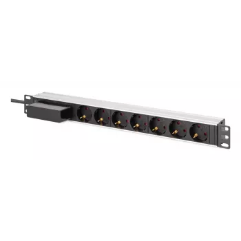 DIGITUS PDU - 1U Alumiiniumist rack-kinnitusega 7x turvapistikupesa 16A 4000W 250VAC 50/60Hz 1x kaitselüliti