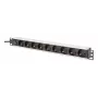 DIGITUS PDU - 1U alumiiniumist riiulikinnituseks 8x CEE 7/7 pistikupesa 1x pistikupesa 10A pistik 250 VAC 50/60 Hz IEC C14 pistik eelkaitsmega