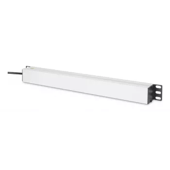 DIGITUS PDU - 1U alumiiniumist riiulikinnituseks 8x CEE 7/7 pistikupesa 1x pistikupesa 10A pistik 250 VAC 50/60 Hz IEC C14 pistik eelkaitsmega