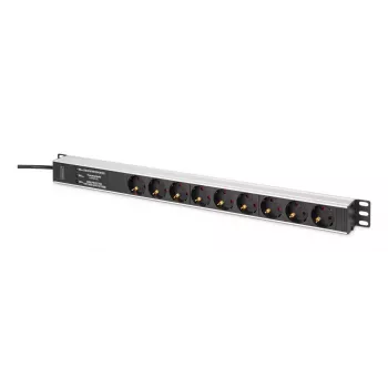 DIGITUS PDU - Alumiiniumist riiulisse paigaldatav sagedusfilter 2m 16A 3600W 230VAC 50/60Hz 7x turvaline 2x pistikupesa