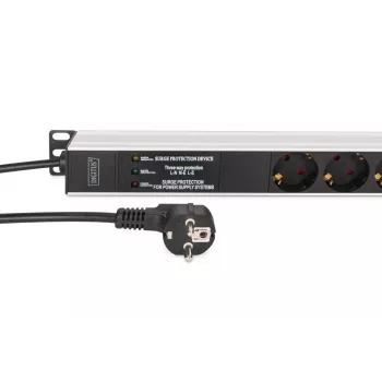 DIGITUS PDU - Alumiiniumist riiulisse paigaldatav sagedusfilter 2m 16A 3600W 230VAC 50/60Hz 7x turvaline 2x pistikupesa