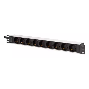 DIGITUS PDU - 1U alumiiniumist raamile paigaldatav 8x turvapistikupesa 1x pistikupesa 16A 230VAC 50/60Hz IEC C20 pistik