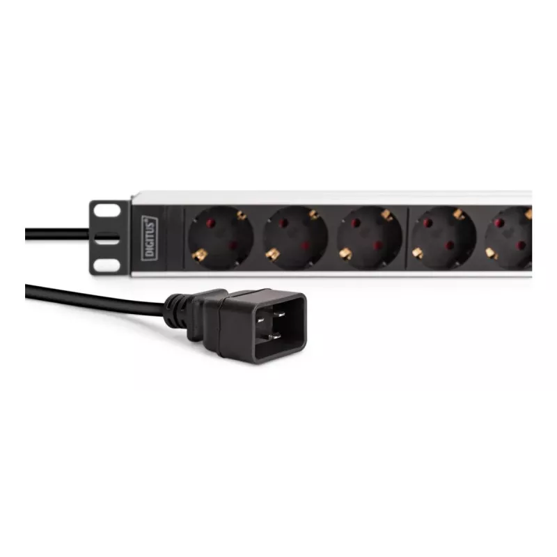 DIGITUS PDU - 1U alumiiniumist raamile paigaldatav 8x turvapistikupesa 1x pistikupesa 16A 230VAC 50/60Hz IEC C20 pistik