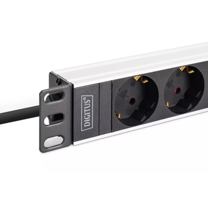 DIGITUS PDU - 1U alumiiniumist raamile paigaldatav 8x turvapistikupesa 1x pistikupesa 16A 230VAC 50/60Hz IEC C20 pistik