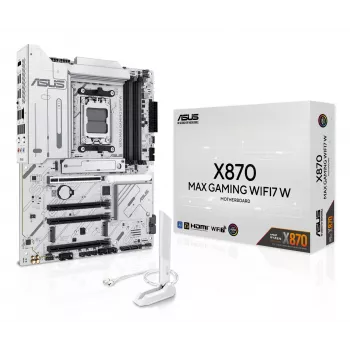 Emaplaat ASUS X870 MAX GAMING WIFI7 W ATX — AMD X870, Socket AM5, DDR5, 4 DIMM, Wi‑Fi 7, 2.5Gb LAN