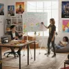 Tahvel ergo office ER-306 — kustutatav ühepoolne horisontaalne tahvel, 1190×790 mm, eraldiseisev terasratastel alus