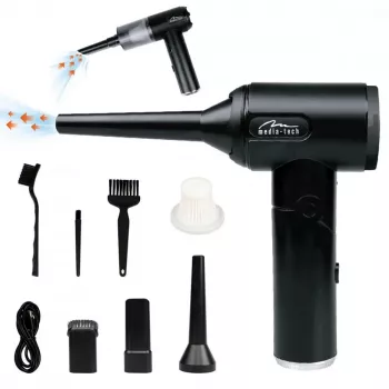 Mini puhur MEDIA-TECH MT6538 2 IN 1 Jet Air Duster — juhtmevaba käsipuhasti, 2000 mAh, 65 W, 2500 l/min, 7000 Pa
