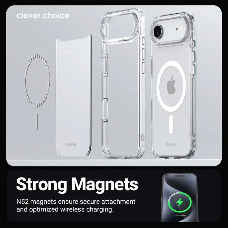 Crong Clear MAG kaitseümbris MagSafe'iga iPhone 17-le Läbipaistev CRGCLRMIP1763TRS