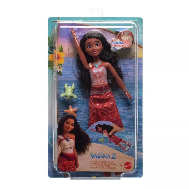 Disney Vaiana 2 Toys, Swimming Tautai Vaiana Fashion nukk with 2 Accessories & Color-Change Bodice