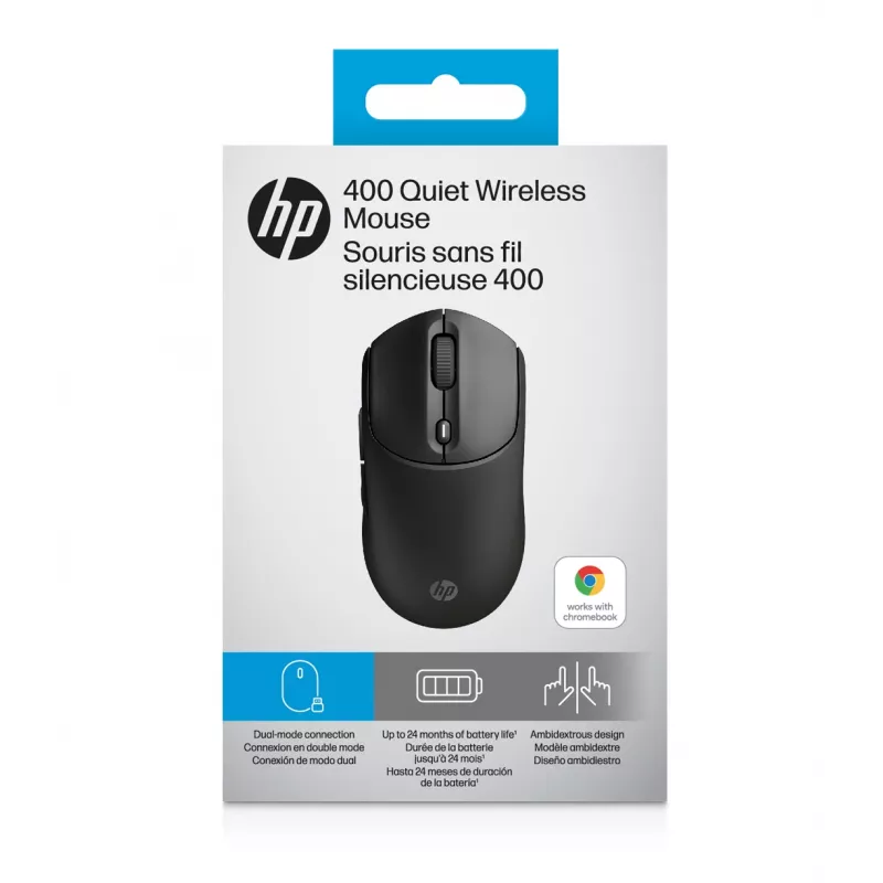 HP 400 Quiet Must Wireless hiir, Mõlemakäeline, RF Wireless + Bluetooth, 6000 DPI, Must
