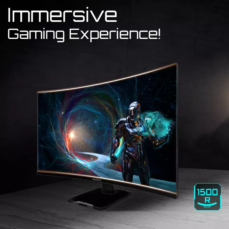 GIGABYTE GS32QCA 31,5-tolline QHD kumer mängurimonitor – 2560 × 1440, 180 Hz, 1 ms, 250 cd/m², FreeSync, HDR-valmis, HDMI 2.0, DisplayPort 1.4