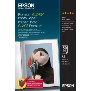 Epson Premium läikiv fotopaber – A4 – 50 lehte, läikiv, 255 g/m², A4, valge, 50 lehte, 1 tk